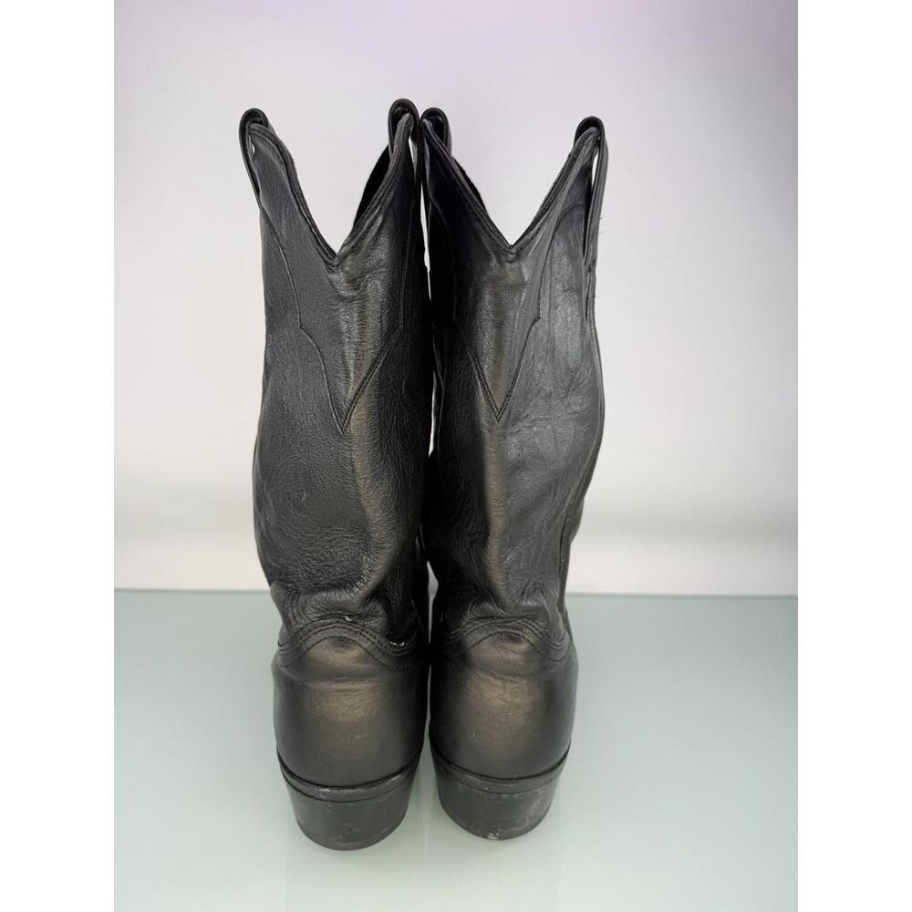 Abilene Mens 10D Black Cowhide Leather Western Cowboy Boots Classic Round Toe - Picture 5 of 9